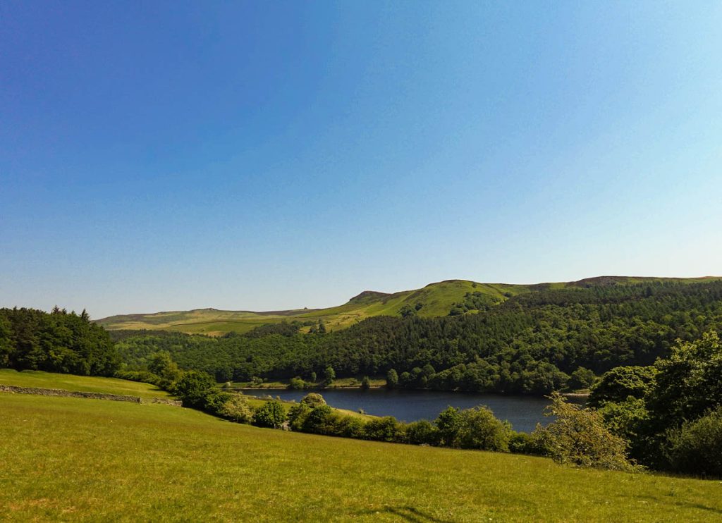 Landscape shot including a reservoir in the Peak District National Park